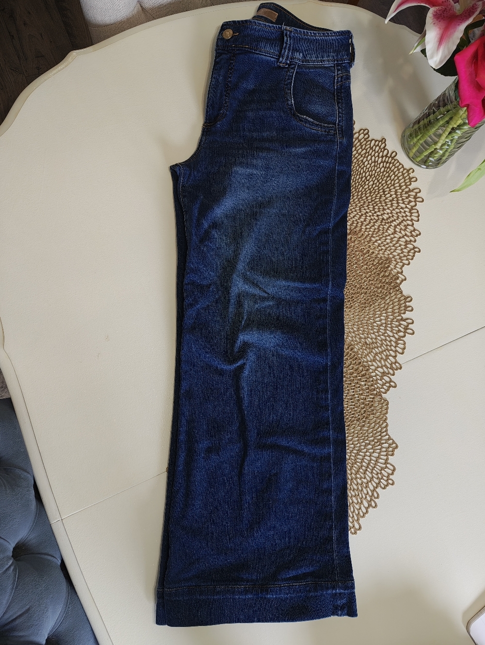 Kut from the Kloth Meg Wide Leg Jeans Rose Gold Hardware